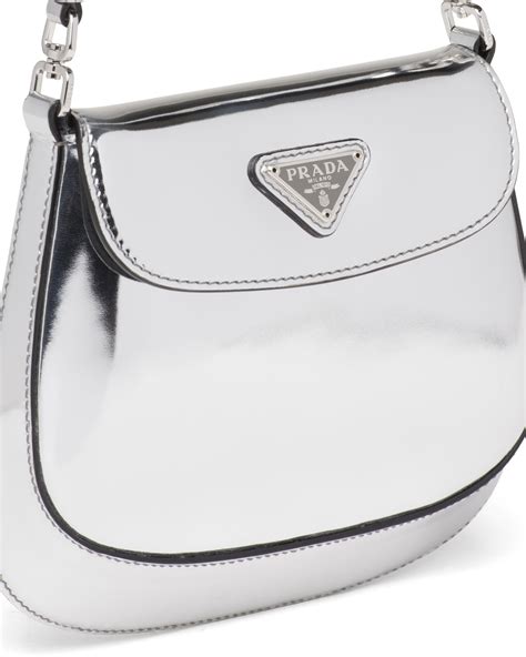 metallic silver prada bag